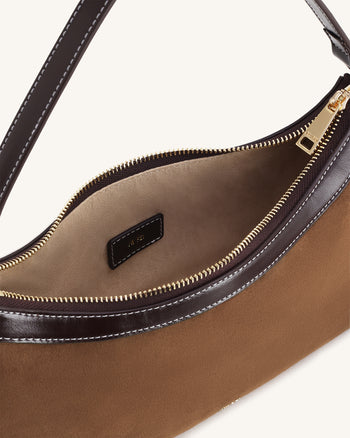 Lily Sac à Bandoulière en Faux Suède - Marron foncé