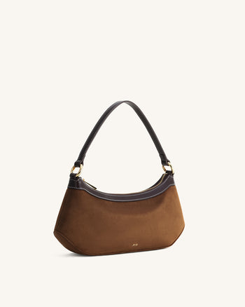 Lily Sac à Bandoulière en Faux Suède - Marron foncé