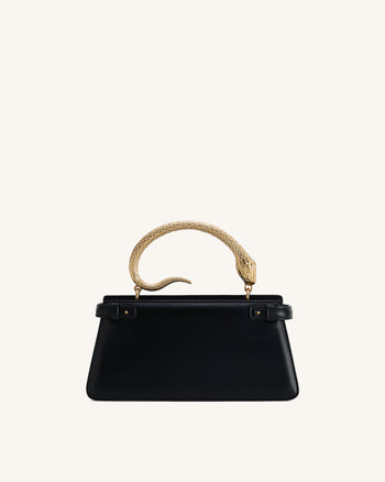 Sac à main avec poignée serpent Elena - Noir