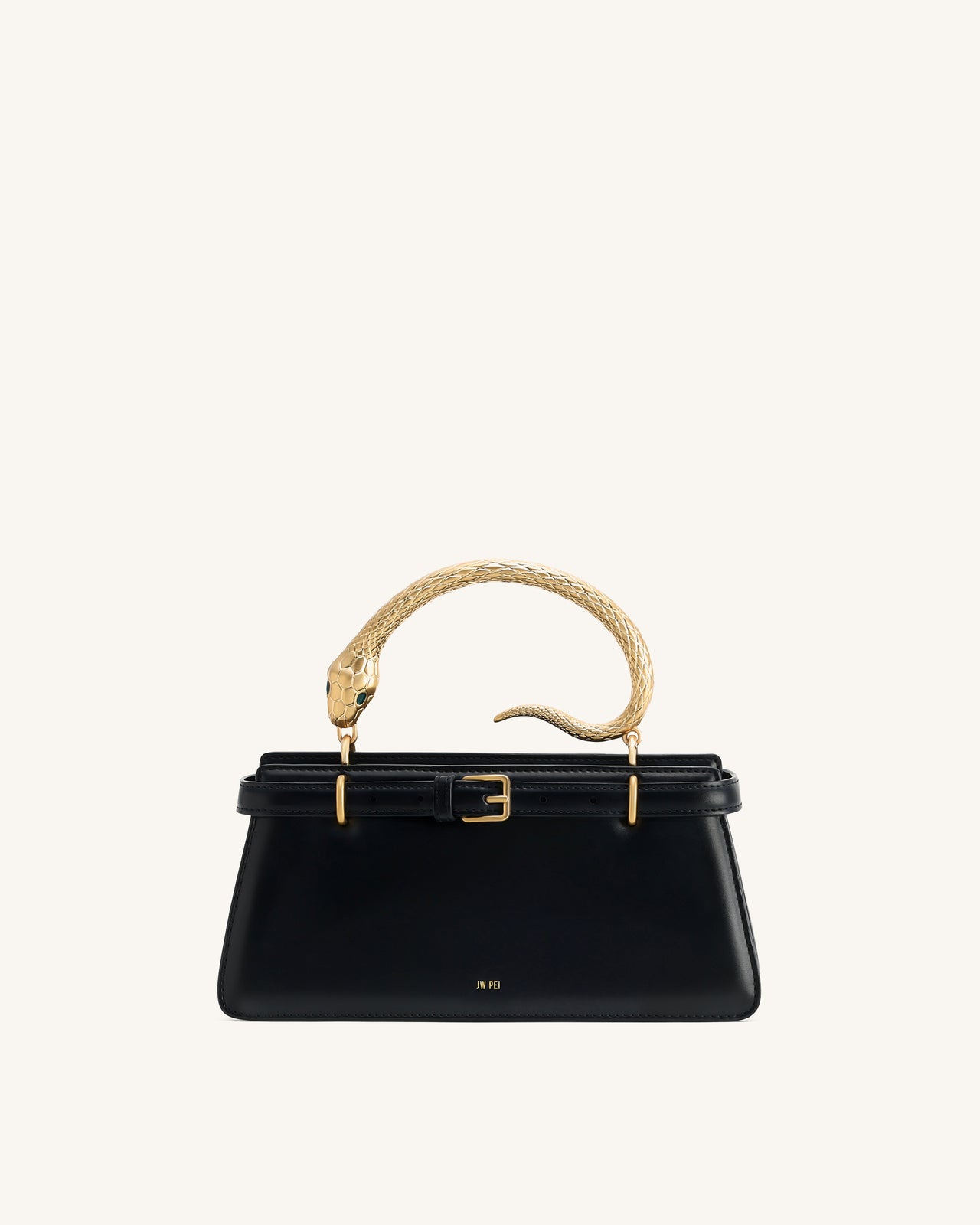 Sac à main avec poignée serpent Elena - Noir
