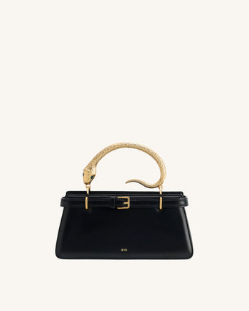 Sac à main avec poignée serpent Elena - Noir