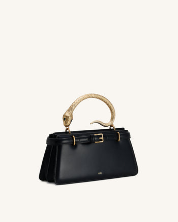 Sac à main avec poignée serpent Elena - Noir