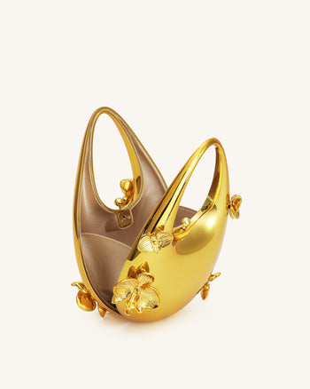 Lydia Sac à main orné de fleurs - Or