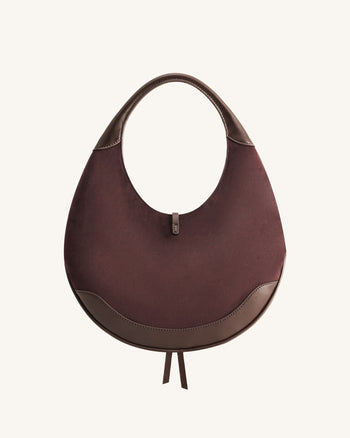 Colette Sac Hobo Croissant en Fausse Suede - Marron Foncé