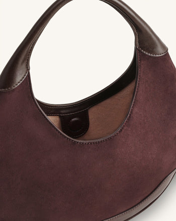 Colette Sac Hobo Croissant en Fausse Suede - Marron Foncé