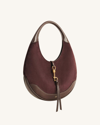 Colette Sac Hobo Croissant en Fausse Suede - Marron Foncé