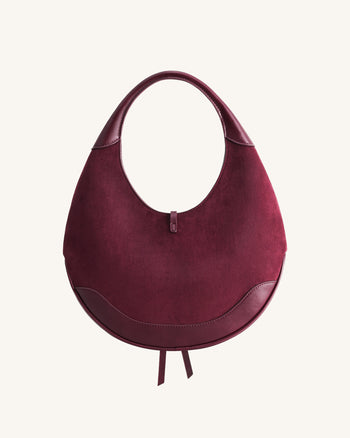 Colette Sac Hobo Croissant en Fausse Suede - Bordeaux Profond