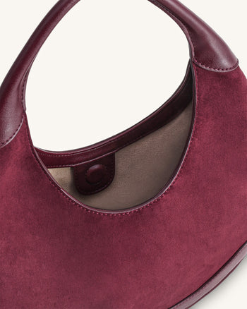 Colette Sac Hobo Croissant en Fausse Suede - Bordeaux Profond