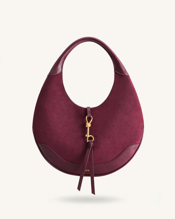 Colette Sac Hobo Croissant en Fausse Suede - Bordeaux Profond