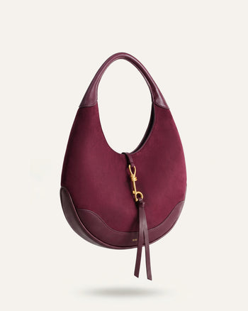 Colette Sac Hobo Croissant en Fausse Suede - Bordeaux Profond