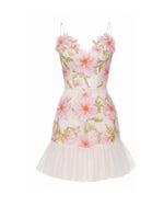 Mini robe à bretelles à fleurs - Rose