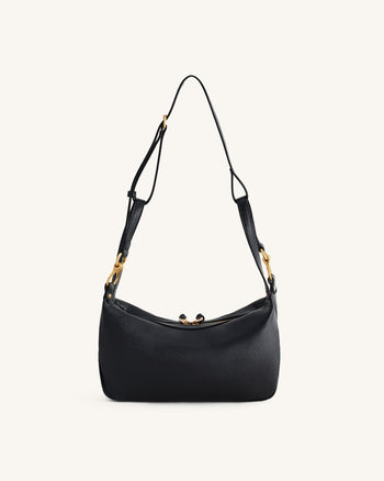 Selia Sac bandoulière en cuir grainé souple - Noir