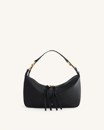 Selia Sac bandoulière en cuir grainé souple - Noir