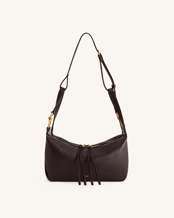 Selia Sac bandoulière en cuir grainé souple - Marron foncé