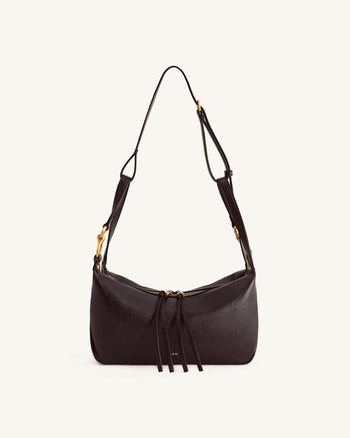Selia Sac bandoulière en cuir grainé souple - Marron foncé