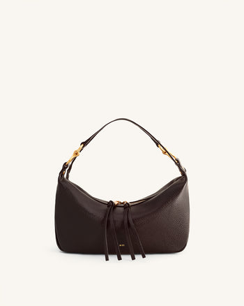 Selia Sac bandoulière en cuir grainé souple - Marron foncé