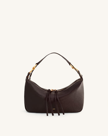 Selia Sac bandoulière en cuir grainé souple - Marron foncé
