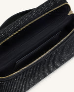 Sac à main avec anse supérieure en cristal artificiel Thea - Noir