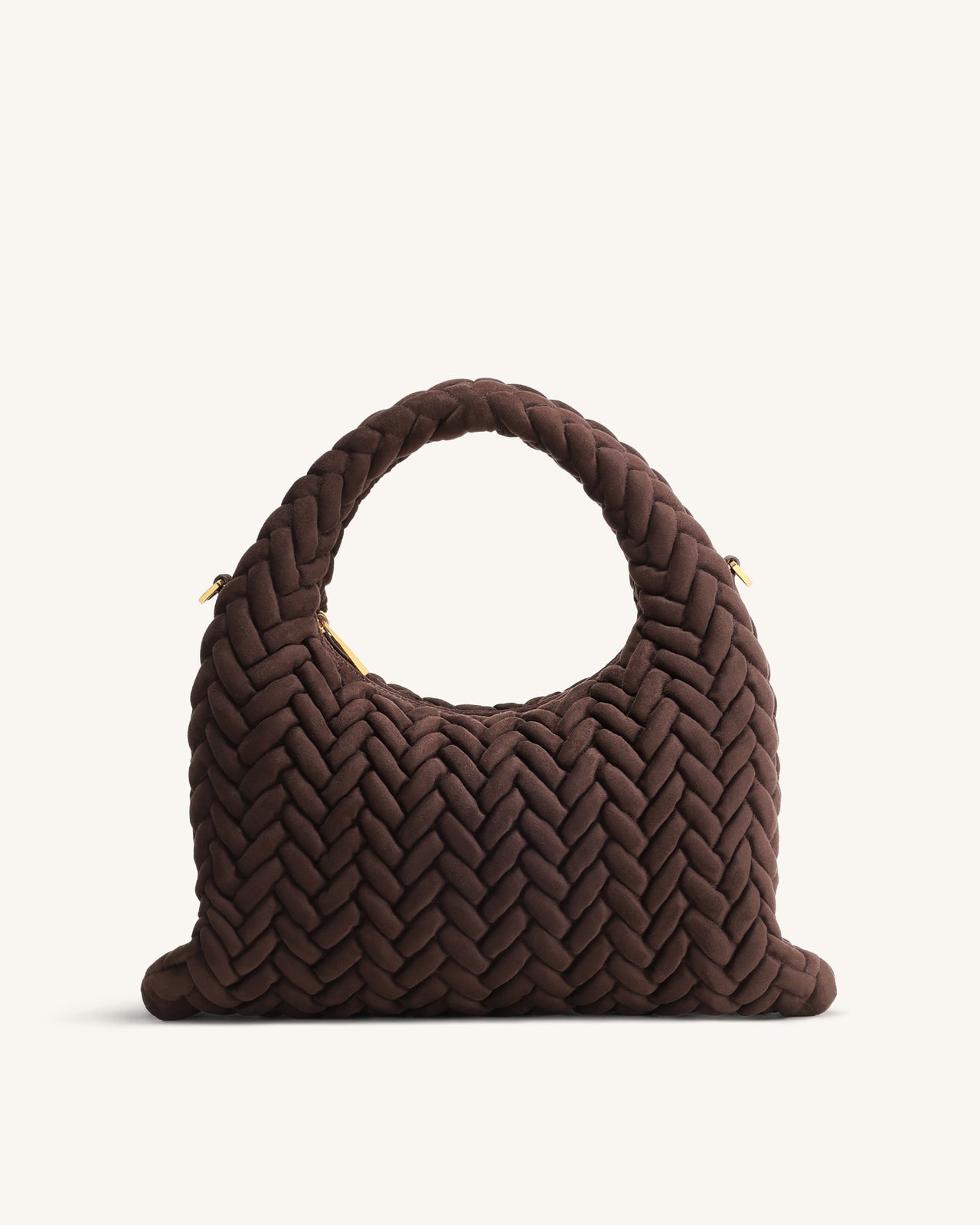 Sac à poignée matelassé en faux daim Cora - Marron foncé