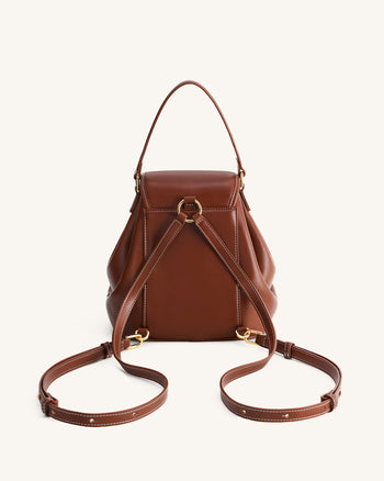 Harper Sac à dos à boucle et poches - Marron foncé