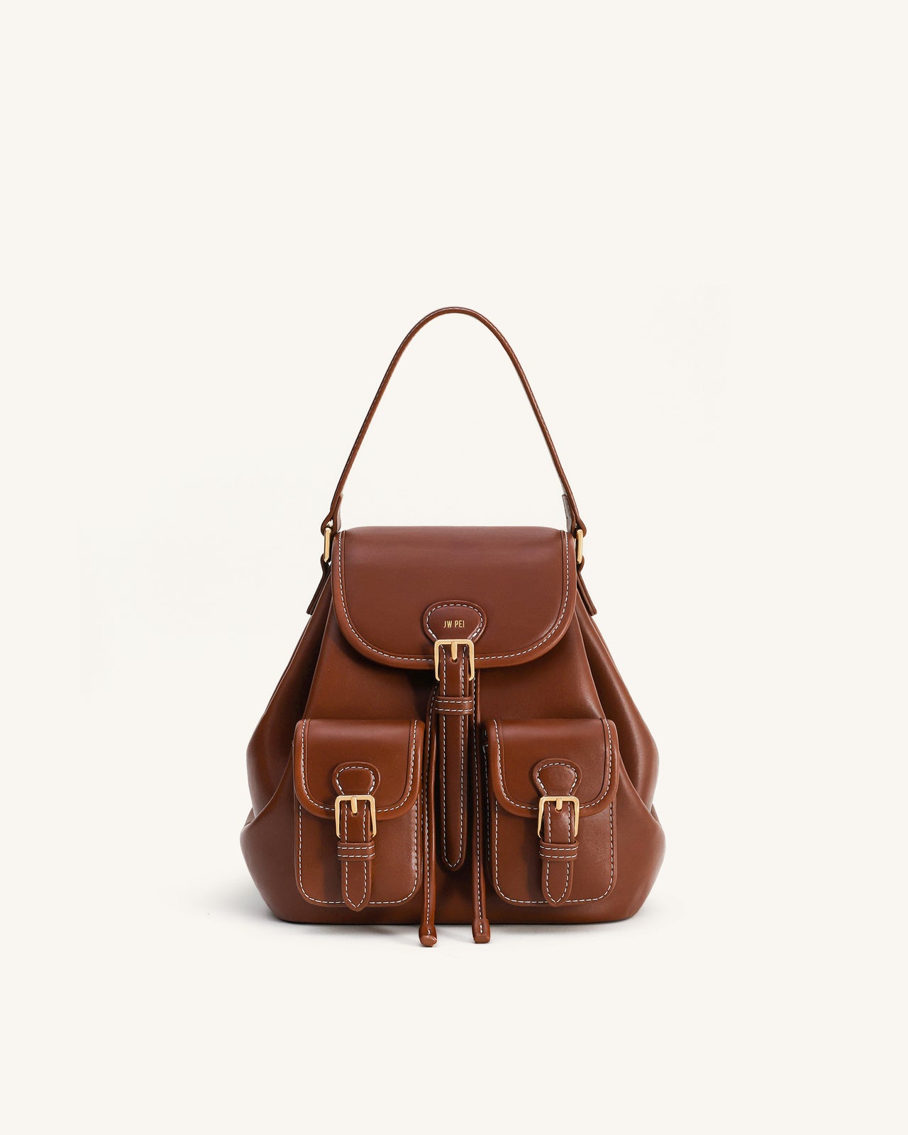 Harper Sac à dos à boucle et poches - Marron foncé