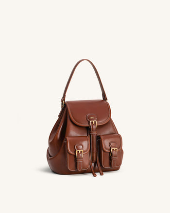 Harper Sac à dos à boucle et poches - Marron foncé