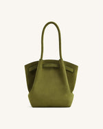 Hana Sac cabas colonne en simili daim - Vert olive