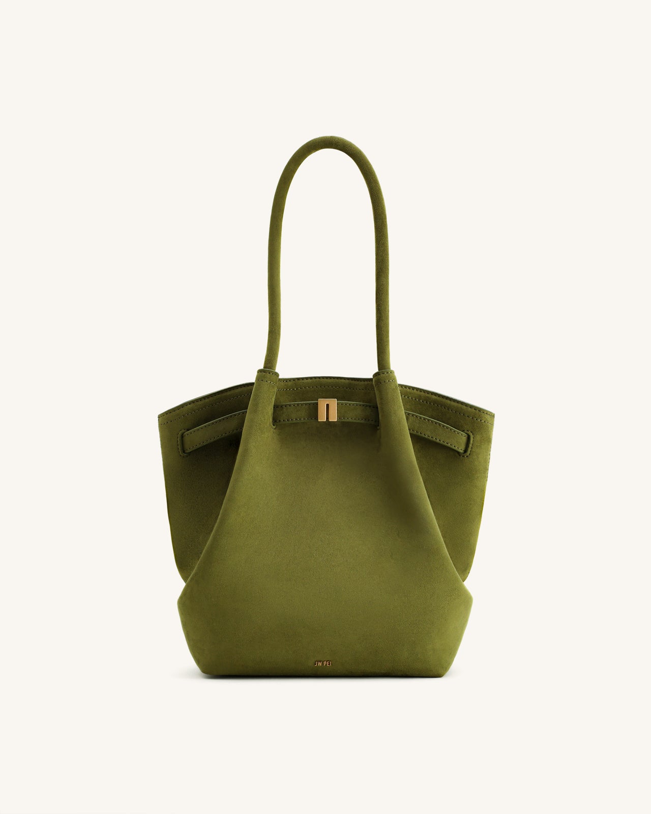 Hana Sac cabas colonne en simili daim - Vert olive