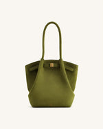 Hana Sac cabas colonne en simili daim - Vert olive