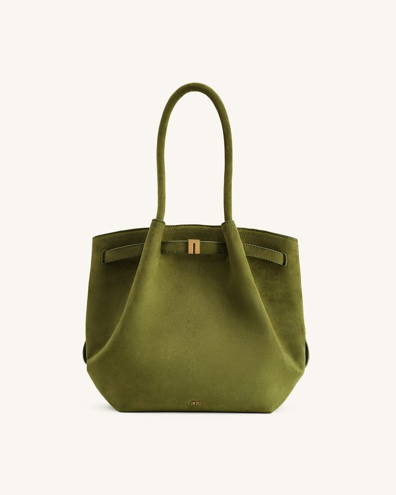 Hana Sac cabas colonne en simili daim - Vert olive