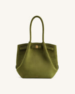 Hana Sac cabas colonne en simili daim - Vert olive