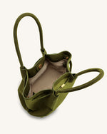 Hana Sac cabas colonne en simili daim - Vert olive