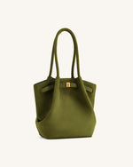 Hana Sac cabas colonne en simili daim - Vert olive