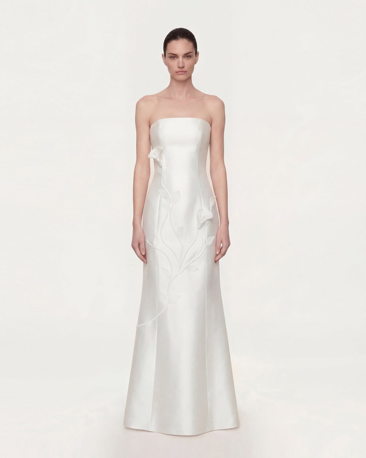 Robe bustier florale en polyester - Blanc