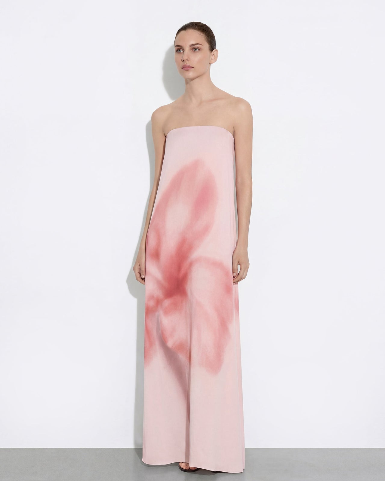 Robe maxi bustier à imprimé floral aquarelle - Rose