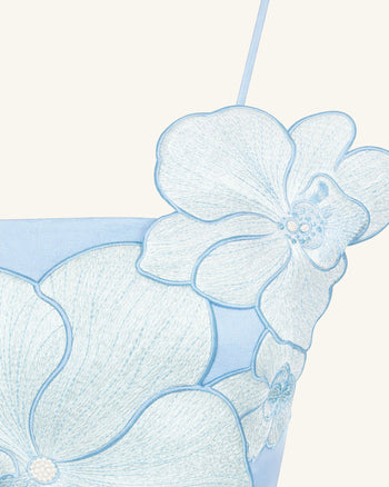 Mini-Robe Appliquée Orchidée - Bleu