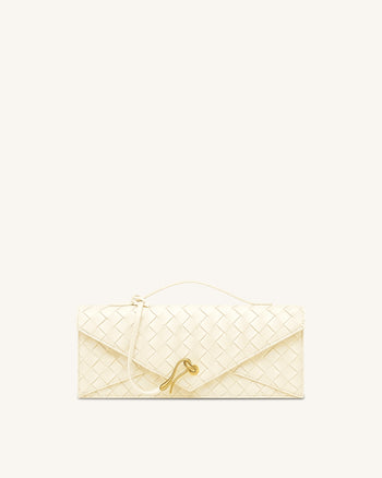 Celeste Sac à main enveloppe texturé tressé - Ivoire