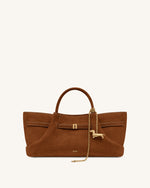 Maeve Sac cabas en suédine avec breloque teckel en métal - Marron