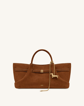 Maeve Sac cabas en suédine avec breloque teckel en métal - Marron