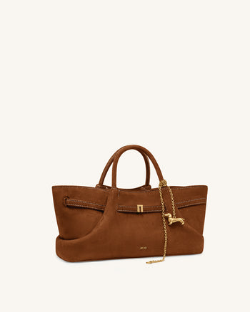 Maeve Sac cabas en suédine avec breloque teckel en métal - Marron