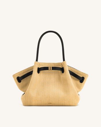 Hana Sac Cabas Moyen en Faux Paille - Paille Brune