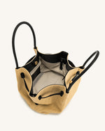 Hana Sac Cabas Moyen en Faux Paille - Paille Brune