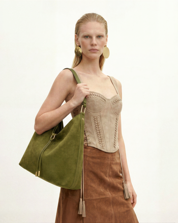 Sac à bandoulière en suédine Aria - Olive foncé