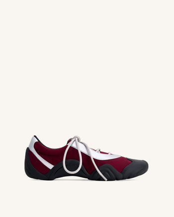 Baskets ballerines à lacets Caitlin en faux suède - Bordeaux et gris clair