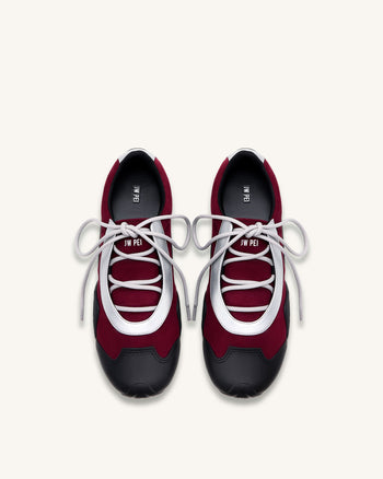 Baskets ballerines à lacets Caitlin en faux suède - Bordeaux et gris clair