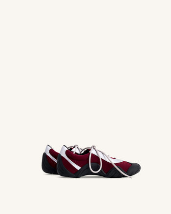 Baskets ballerines à lacets Caitlin en faux suède - Bordeaux et gris clair