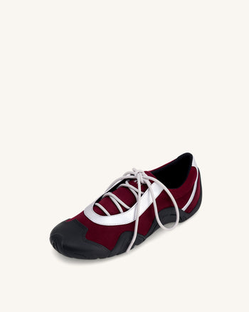 Baskets ballerines à lacets Caitlin en faux suède - Bordeaux et gris clair