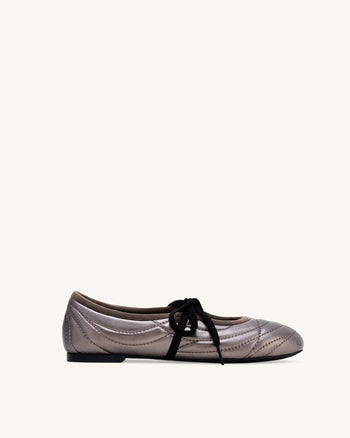 Ballerines Erika à Surpiqûres et Lacets – Marron Foncé