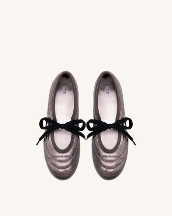 Ballerines Erika à Surpiqûres et Lacets – Marron Foncé