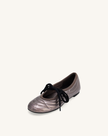 Ballerines Erika à Surpiqûres et Lacets – Marron Foncé